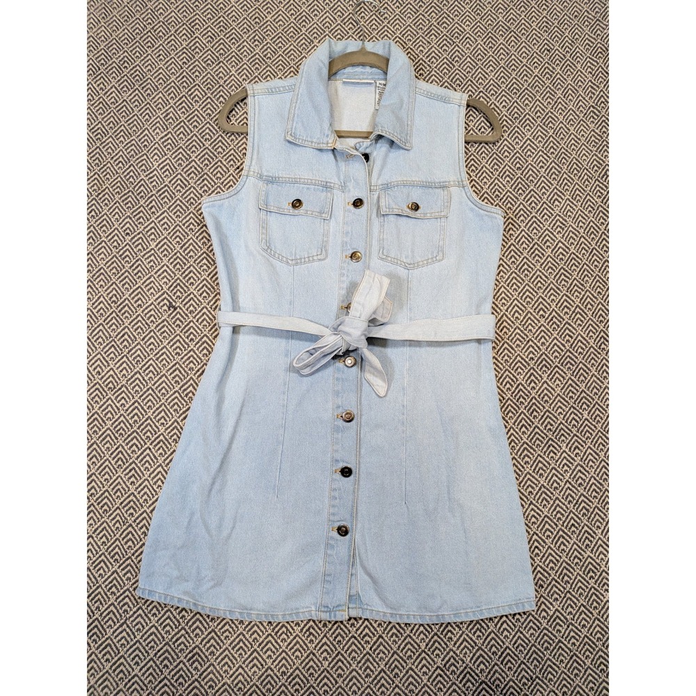 Sincerely Jules Denim Mini Shirt Dress M Belted Button Front